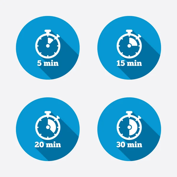 Five minutes stopwatch symbols — Stock Vector