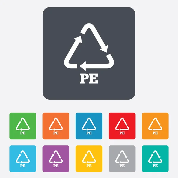 PE Polyethylene sign icons — Stock Vector