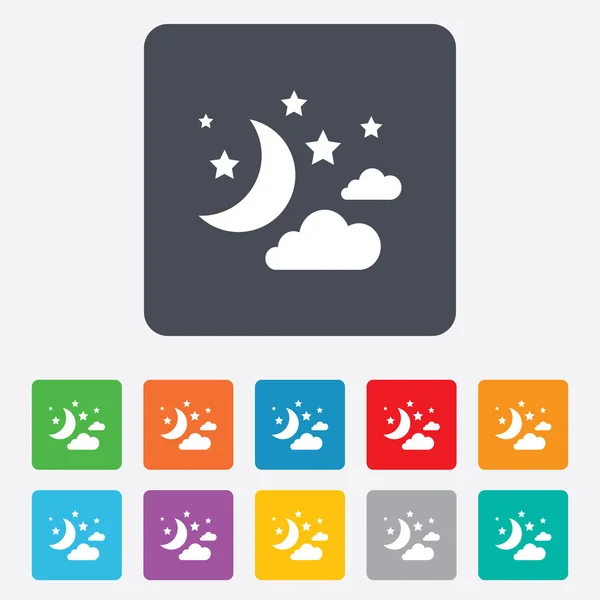 Signos de luna, nubes y estrellas — Vector de stock