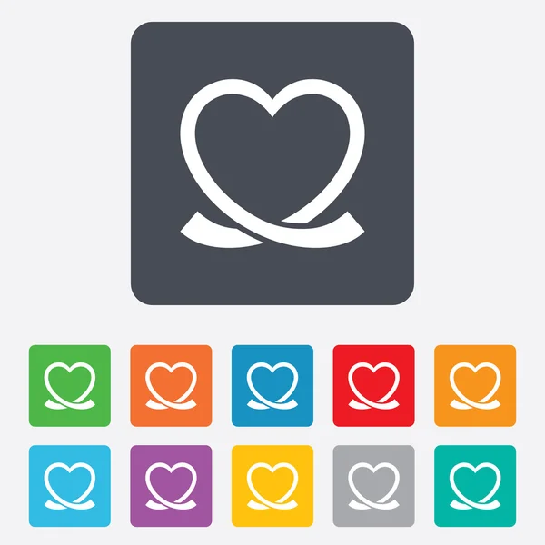 Signo de cinta de corazón iconos — Vector de stock