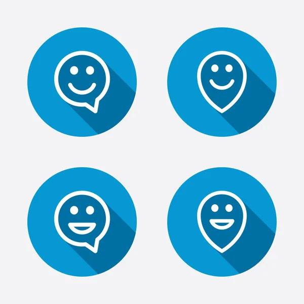 Ícones de bolha de fala de rosto feliz . — Vetor de Stock