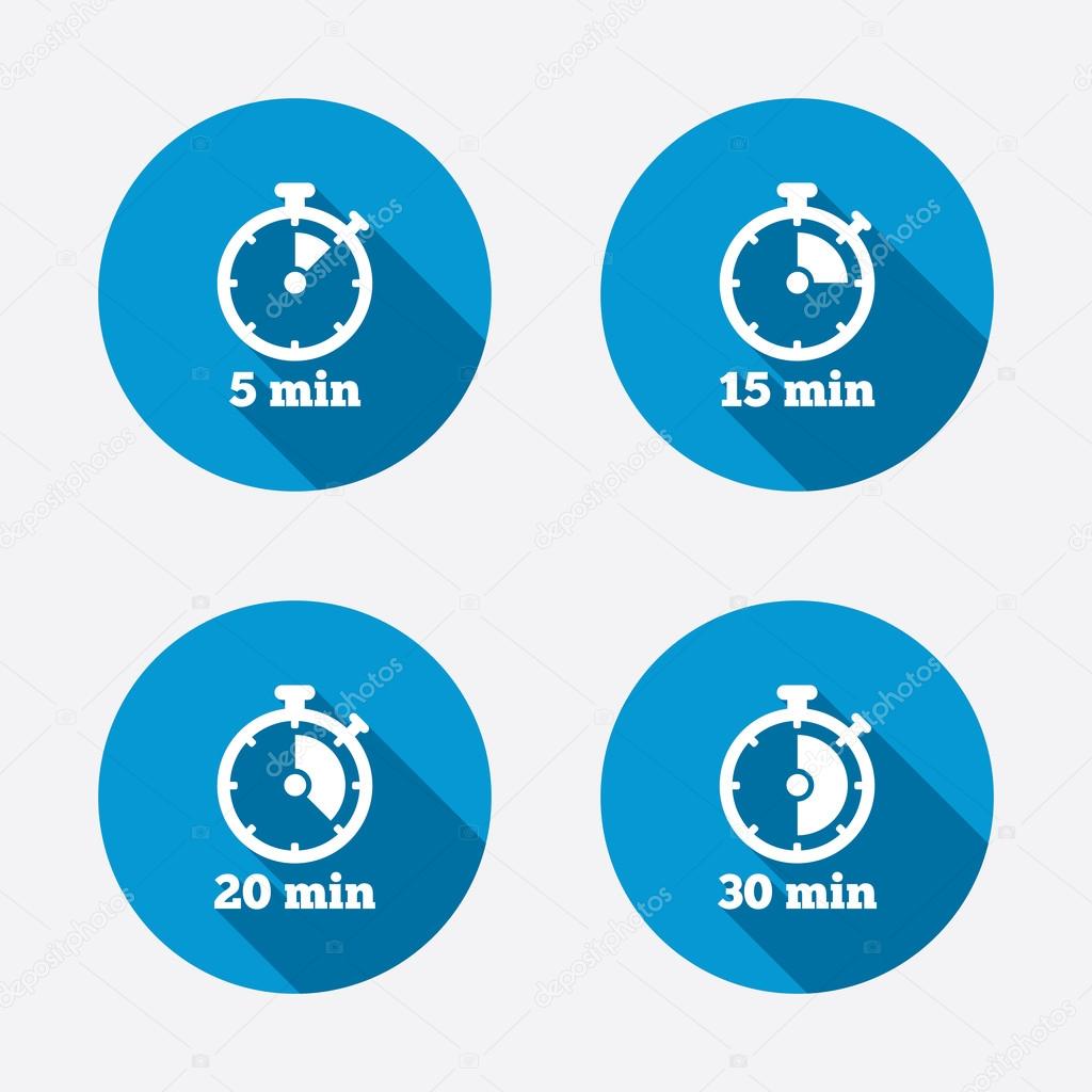 Five minutes stopwatch symbols