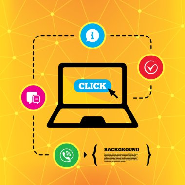 Telefon görüşmesi ve bilgi işareti.