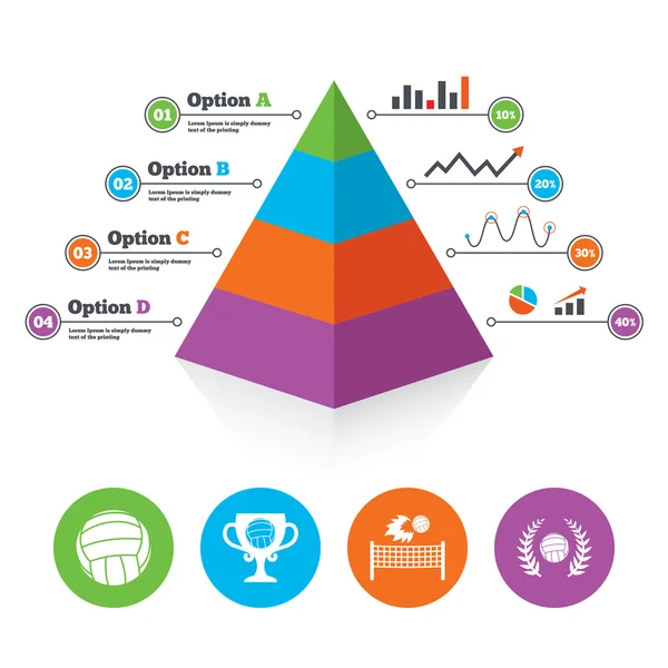 Volleyball et icônes du net . — Image vectorielle