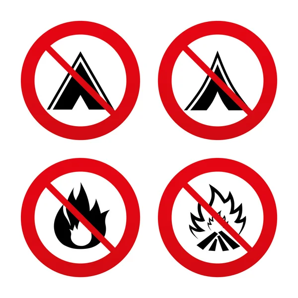 Tourist camping tent signs. — Stock Vector