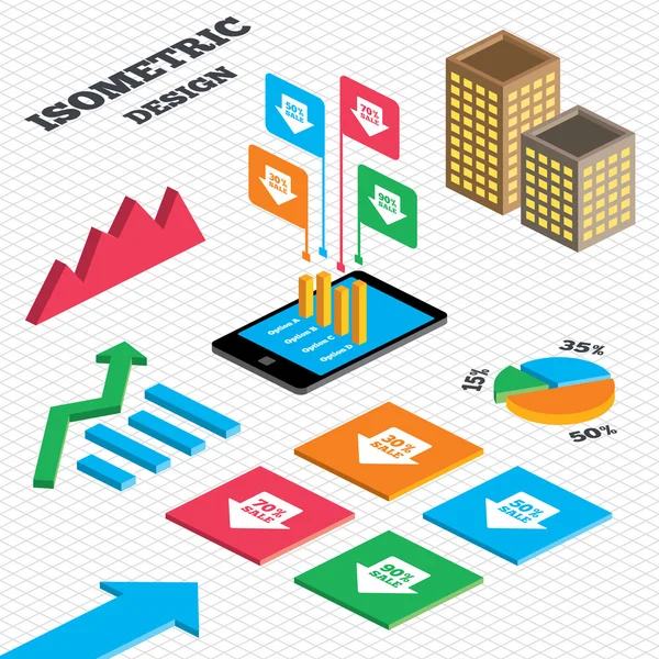 Grafiek en cirkeldiagram. — Stockvector