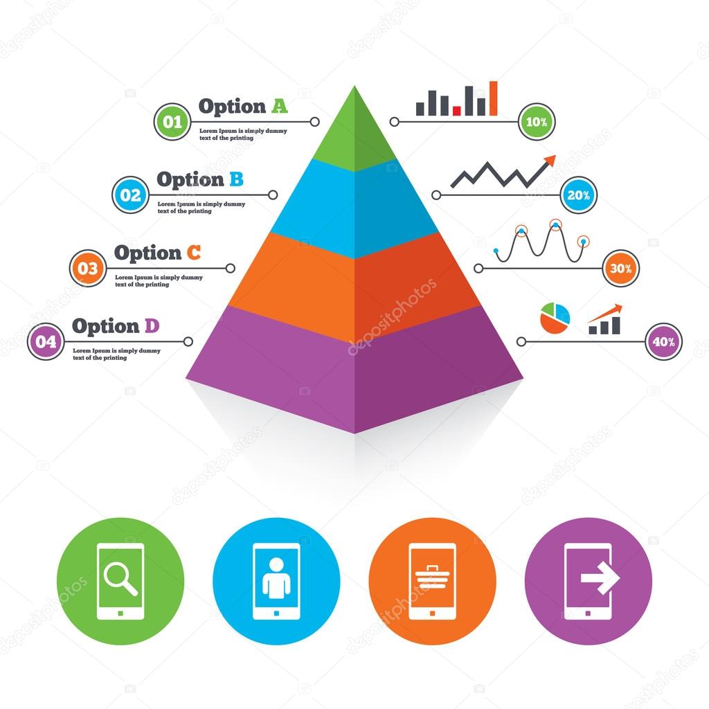 Phone icons Pyramid chart template.