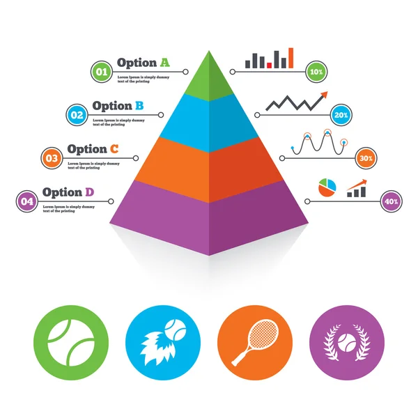 Tennis bal en racket pictogrammen. — Stockvector