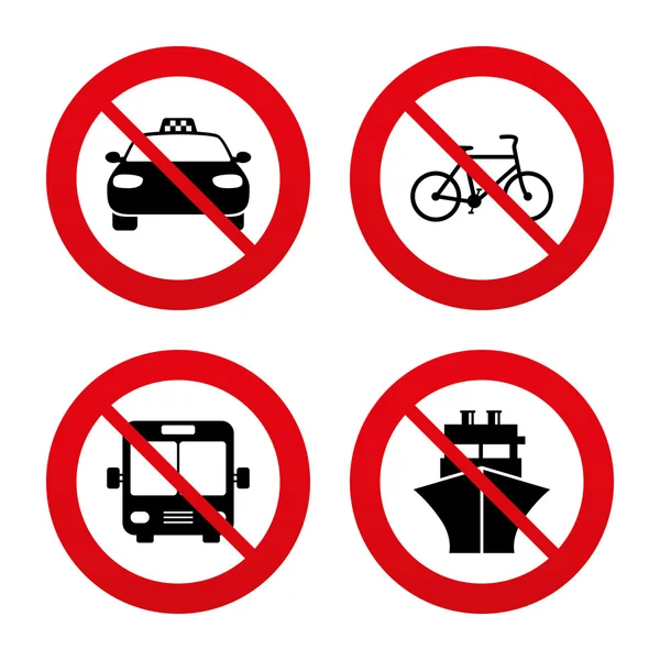 Carro de táxi, bicicleta, ônibus e navio — Vetor de Stock