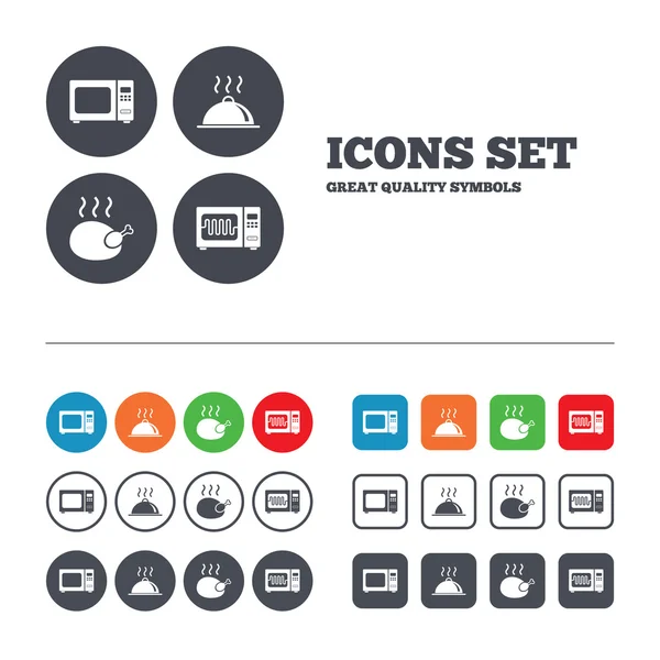 Microondas iconos horno — Vector de stock