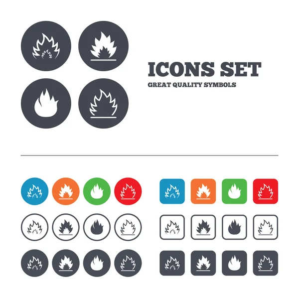 Fire flame icons. Heat signs. — Stock Vector