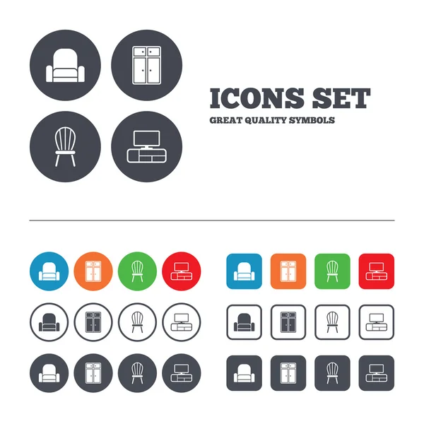 Furniture icons signs — Stock Vector