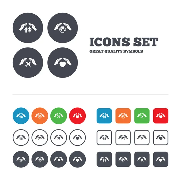 Hands insurance icons. — Stock Vector