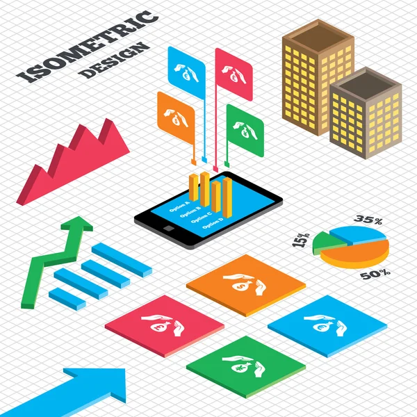 Hands insurance icons. — Stock Vector