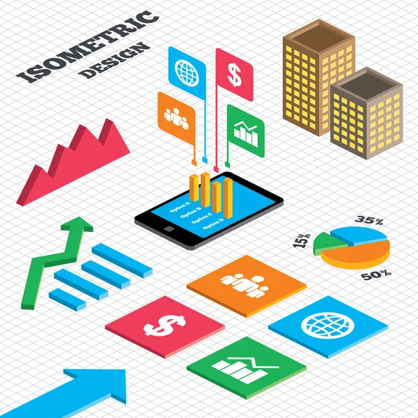 Diagramm und Tortendiagramm. Ikonen der Wirtschaft. — Stockvektor