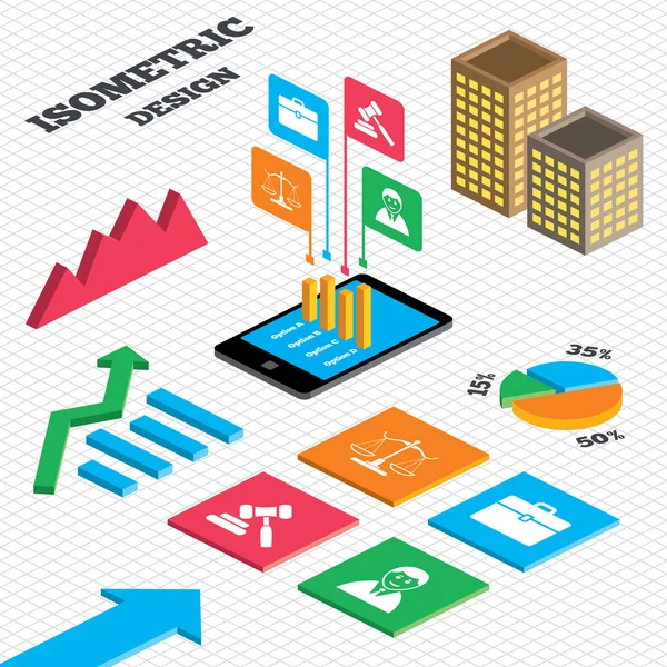 Graph and pie chart. — Stock Vector