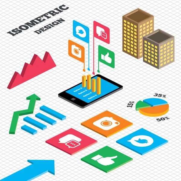 Graph and pie chart. — Stock Vector