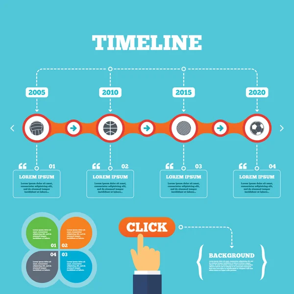 Timeline with arrows and quotes. — Stock Vector