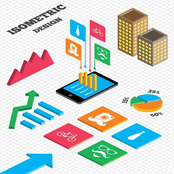 Grafiek en cirkeldiagram. — Stockvector