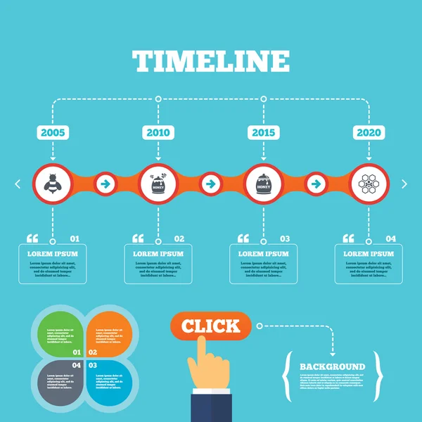 Timeline with arrows and quotes. — Stock Vector