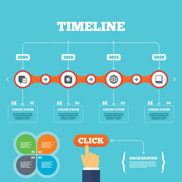 Timeline with arrows and quotes. — Stock Vector