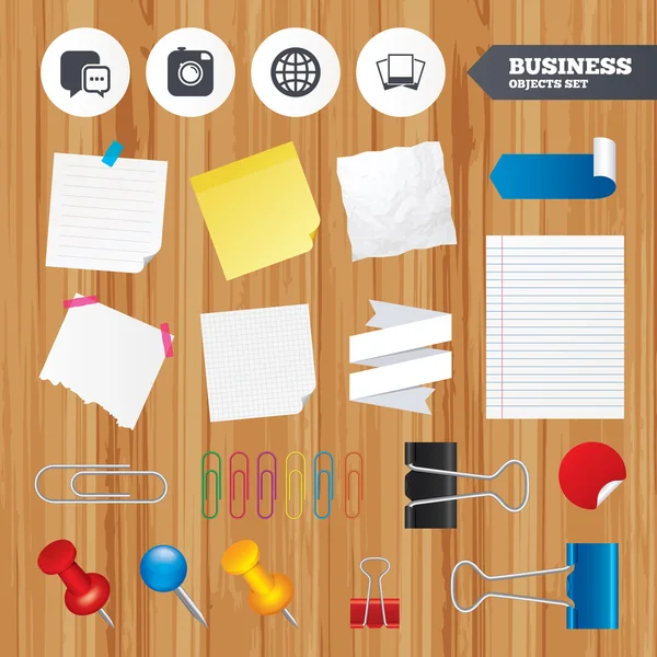 Office business stickers, Pins, clip. — Stockvector