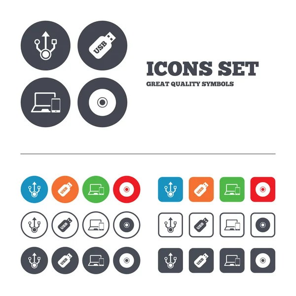 Usb flash drive icons. — Stock Vector