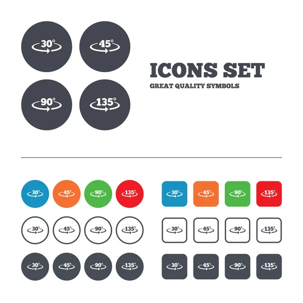 Angle degrees icons. — Stock Vector