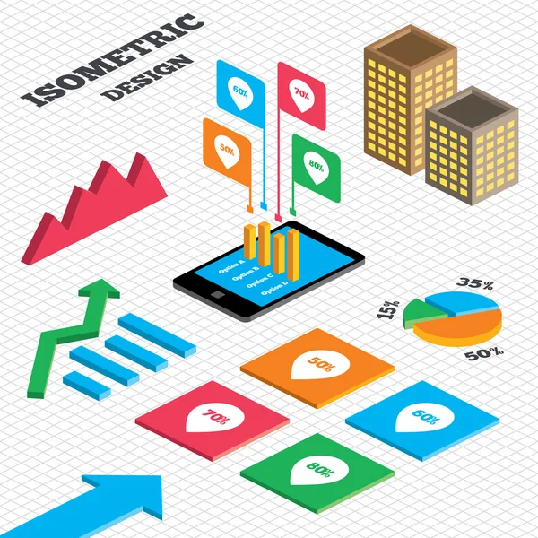 Verkoop aanwijzer label pictogrammen. — Stockvector