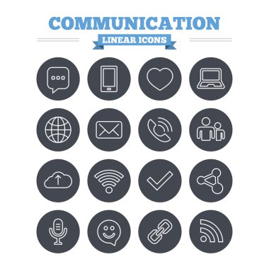 İletişim doğrusal Icons set.