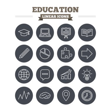 Eğitim doğrusal Icons set.