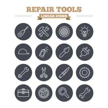 Onarım Araçları doğrusal Icons set.