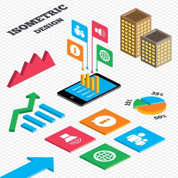 Information sign and group. Communication icons. — Stock Vector