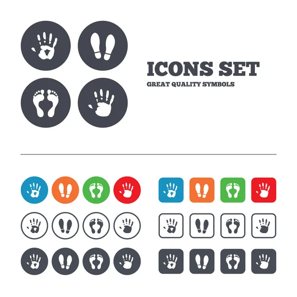 Hand and foot print icons. — Stock Vector