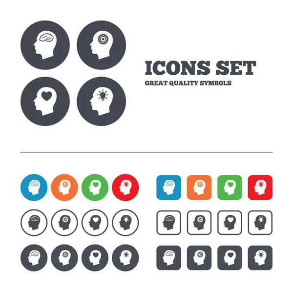 Head with brain icons — Stock Vector