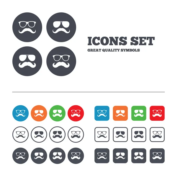 Mustache and Glasses icons. — Stock Vector