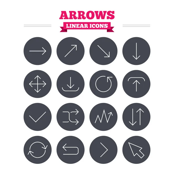 Arrows linear icons set. — Stock Vector