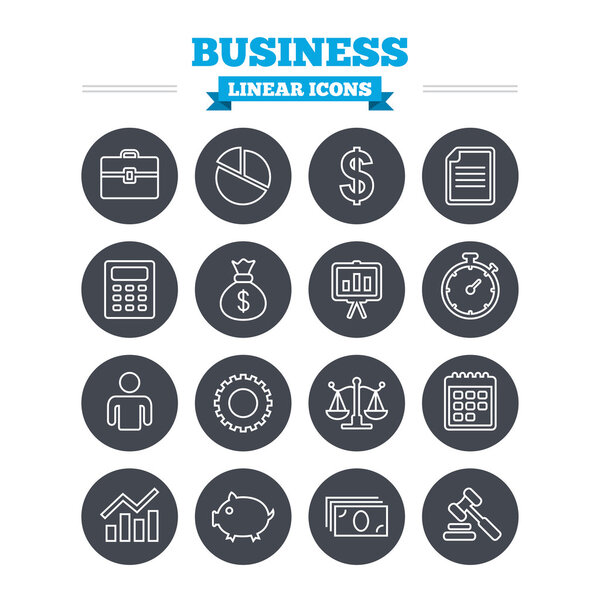 Business linear icons set.