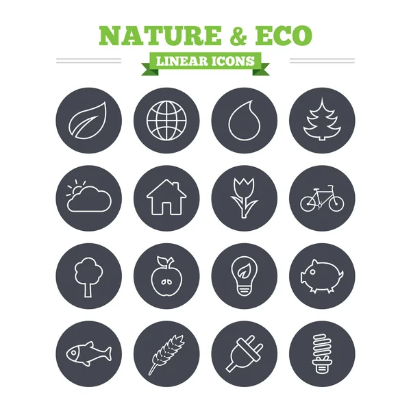 Nature and Eco linear icons set. — Stock Vector