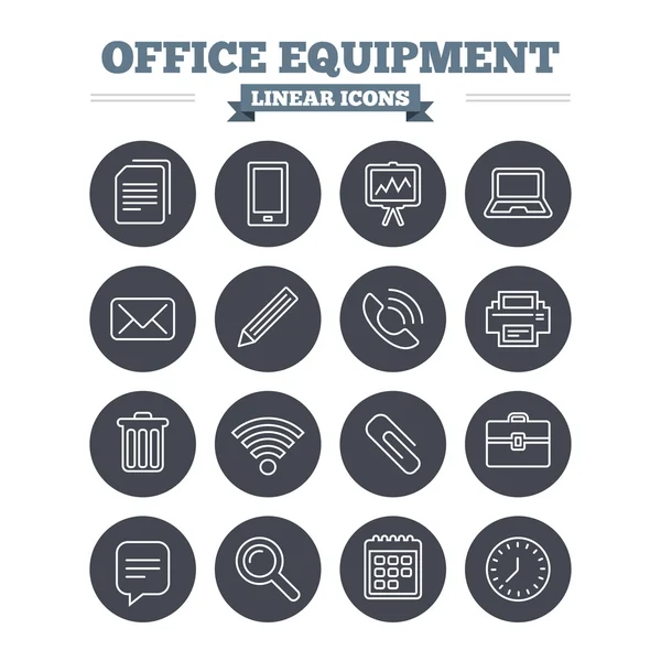 Office equipment linear icons set — Stock Vector