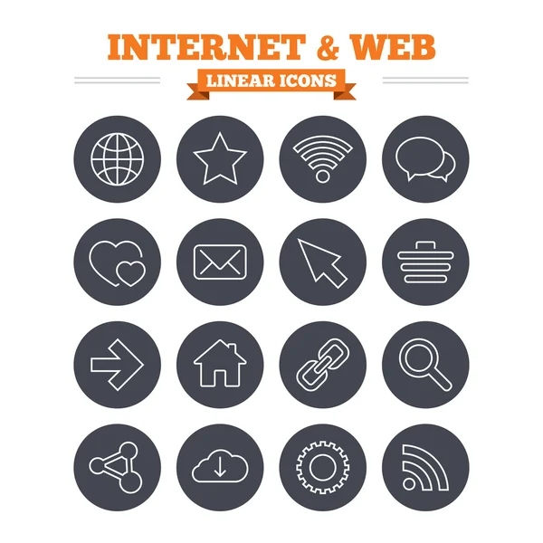 Internet en Web lineaire pictogrammen instellen. — Stockvector