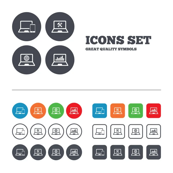 Ordenador portátil PC iconos . — Archivo Imágenes Vectoriales