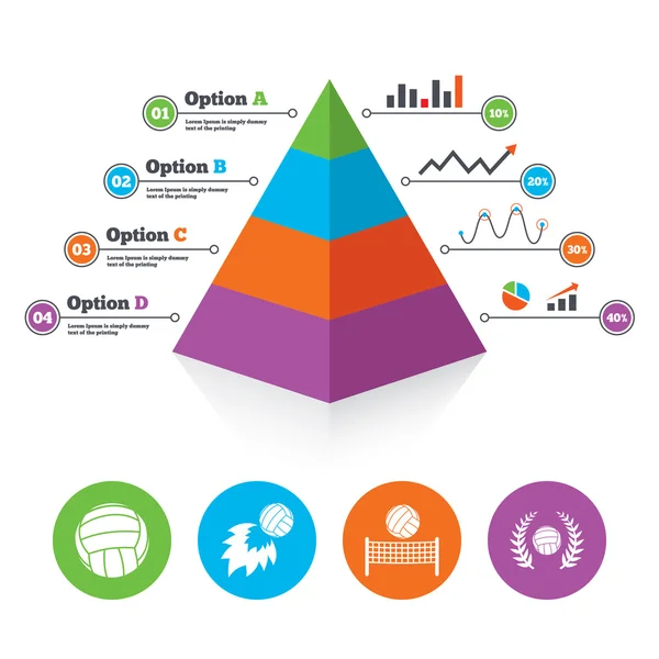 Volleyball et icônes du net . — Image vectorielle