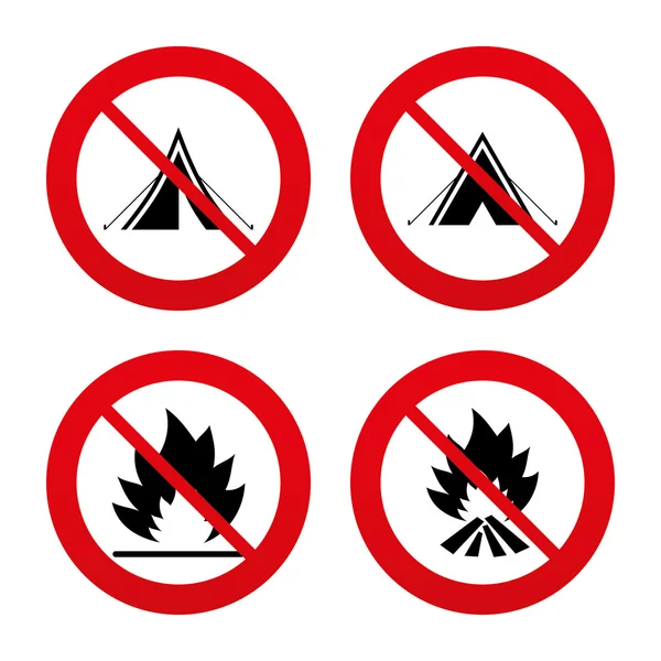 Tourist camping tent signs. — Stock Vector