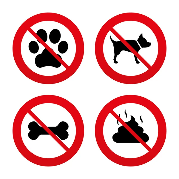 Dog paw and feces signs. — Stock Vector