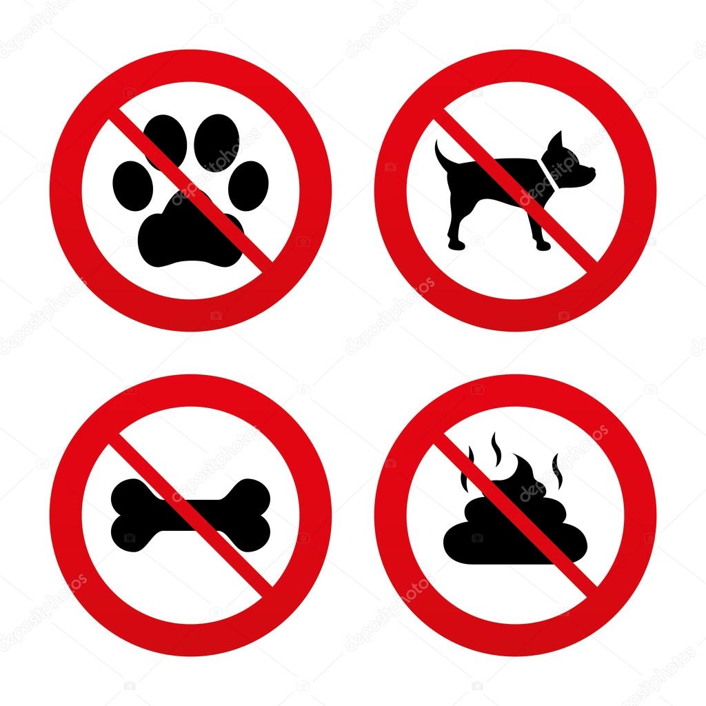 Pets Icons. Dog Paw And Feces Signs. Clean Up After Pets. Pets