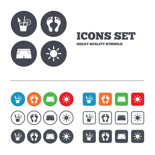 Beach holidays icons. — Stock Vector