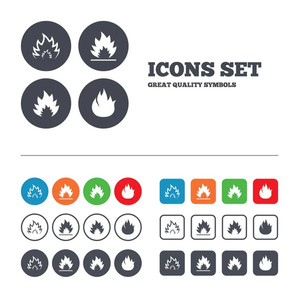 Fire flame icons. Heat signs. — Stock Vector