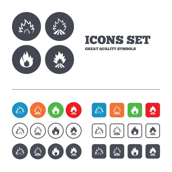 Fire flame icons. Heat signs. — Stock Vector