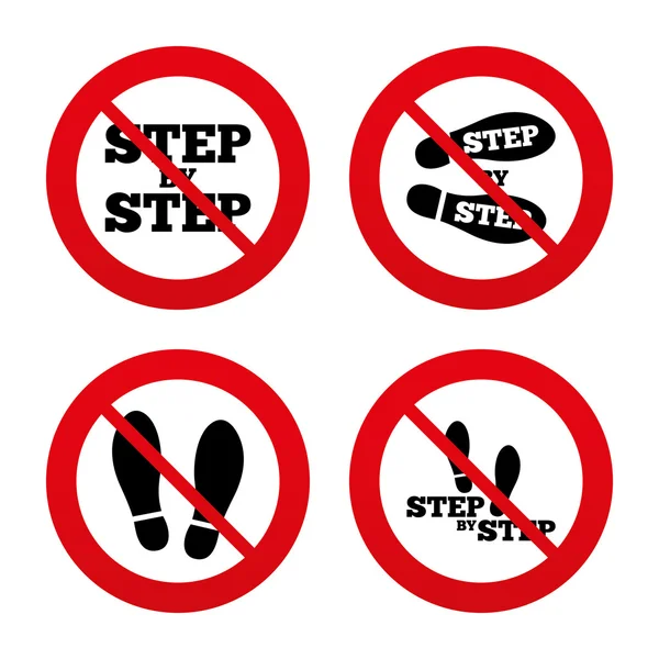 Schritt-Symbole. Fußabdruck Schuhe Symbole. — Stockvektor